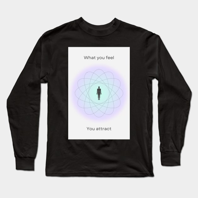 Positive Affirmation Purple Aesthetic Aura Energy Long Sleeve T-Shirt by mystikwhale